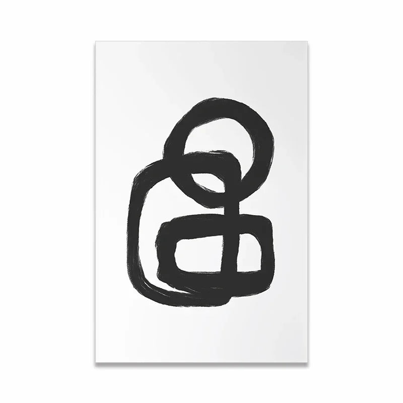Scandinavian Minimalist Wall Art Modern Black and White Abstract Oil Painting Poster Print Home Bedroom Living Room Decoration