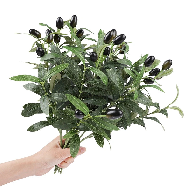 1/3/5Pcs Artificial Plant With Fake Fruit Olive Leaves Tree Branch For Home Garden Vase Decoration Wedding Bouquet Silk Flowers