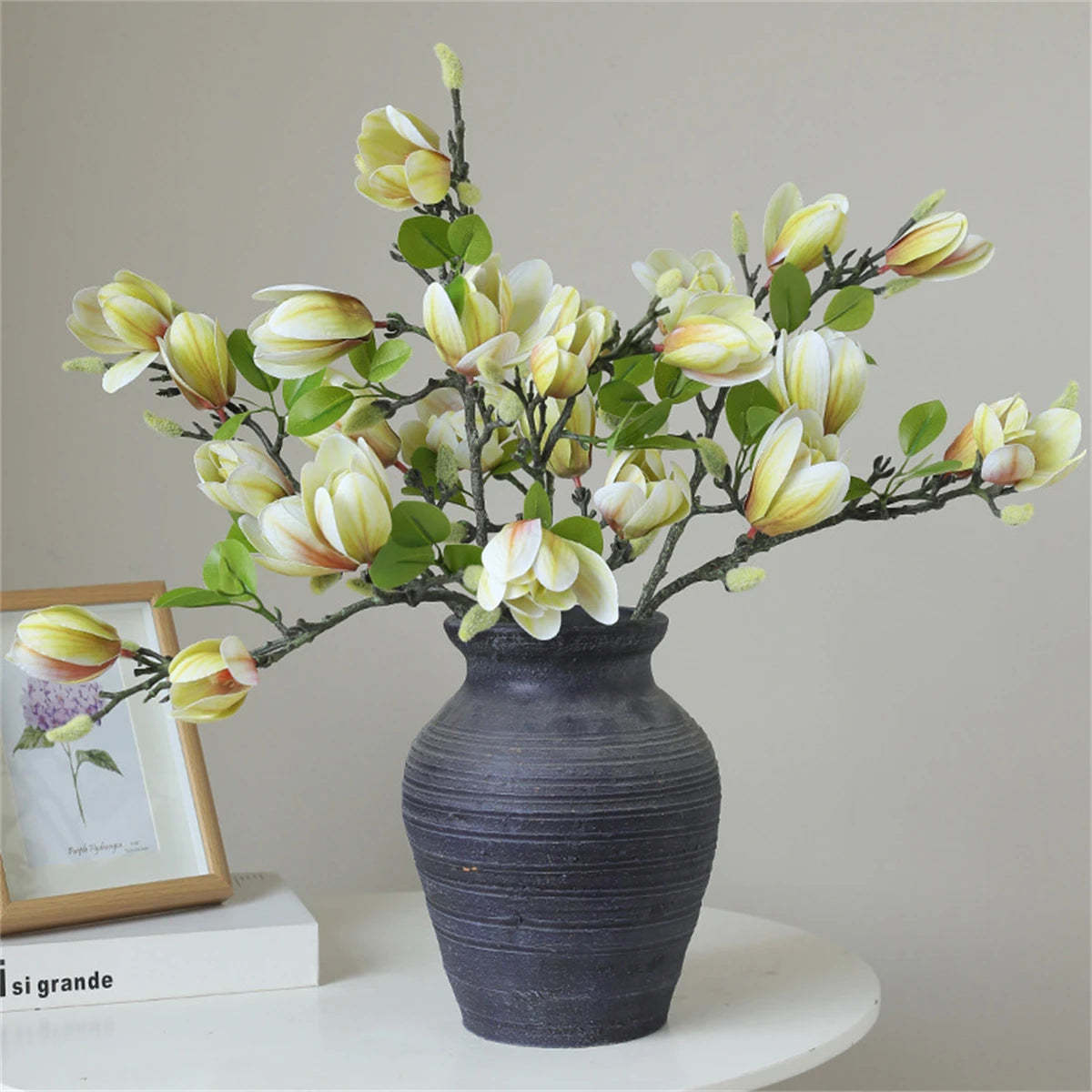 Artificial Magnolia Flower Branch For Home Living Room Decoration Fake Silk Flower Plant Wedding Party Simulation Flower Bouquet
