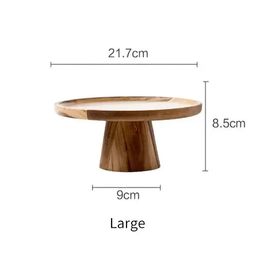Wooden Cake Tray Mushroom Shape Tall Tray Food Serving Trays Japanese Style Dessert Fruit Tray Home Decoration Photography Props