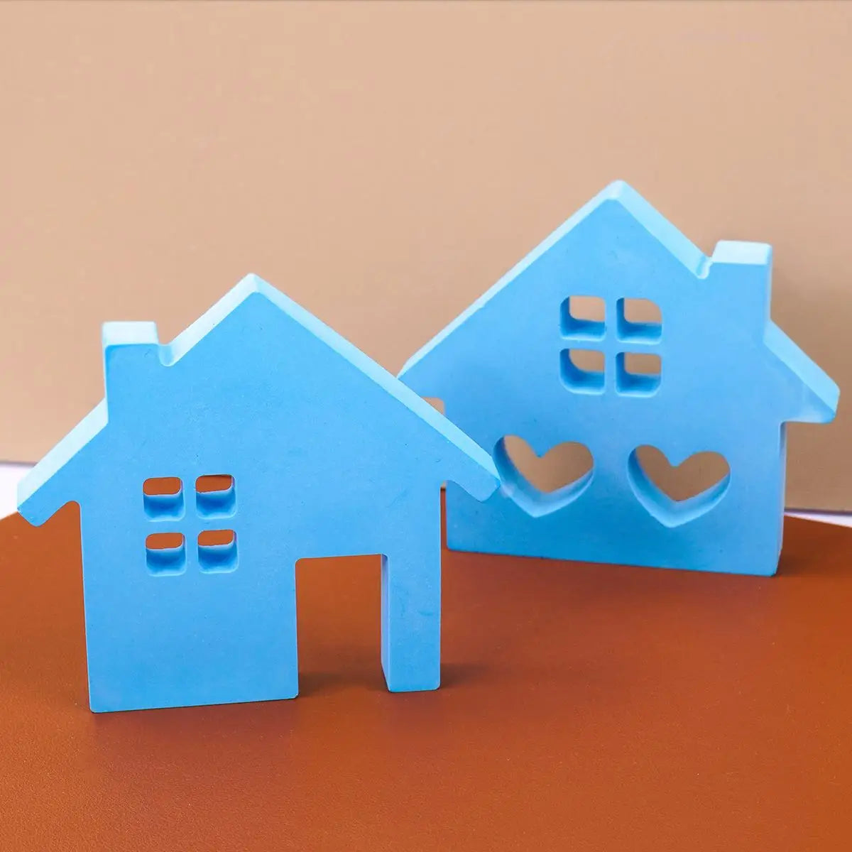 DIY House Shape Silicone Mould Handmade Heart House Plaster Candle Casting Molds Windows House Room Warm Decoration Crafts Gifts