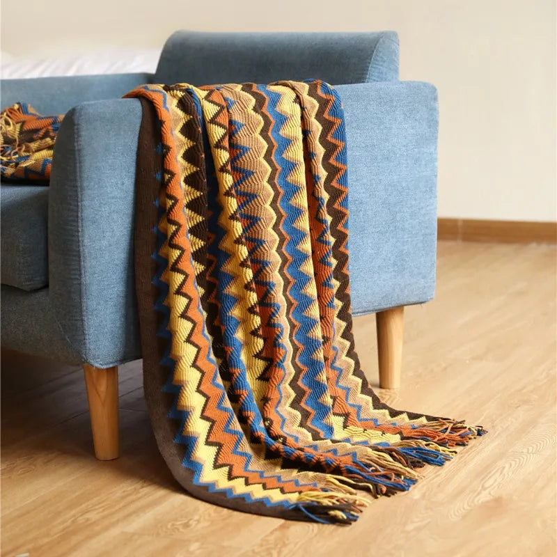 Bohemian Sofa Blanket Summer Knitted Throw Blanket Lazy Travel Shawl Office Air Conditioning Nap Blanket Throw Blanket for Sofa