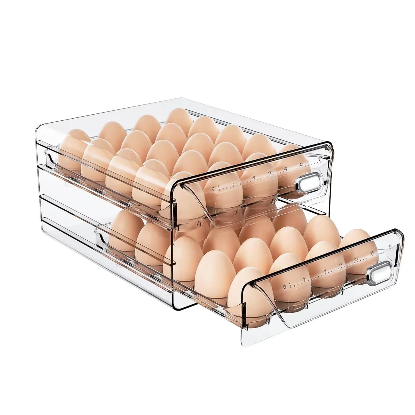 Clear 60 Egg Container for Refrigerator, Egg Holder for Fridge,Stackable Egg Storage Container, Egg Fresh Storage Box Tray