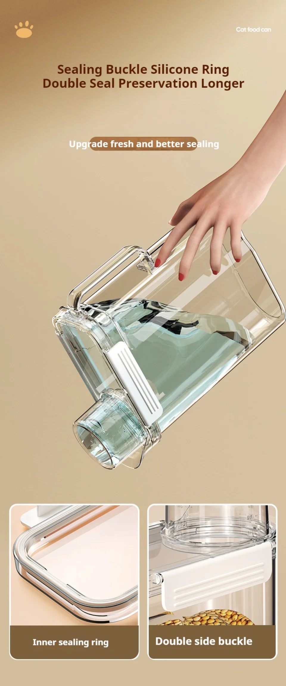 5.5L Transparent Rice Container Sealed Container Plastic Food Storage Containers with Lid Cereal Storage Box Kitchen Acceesories