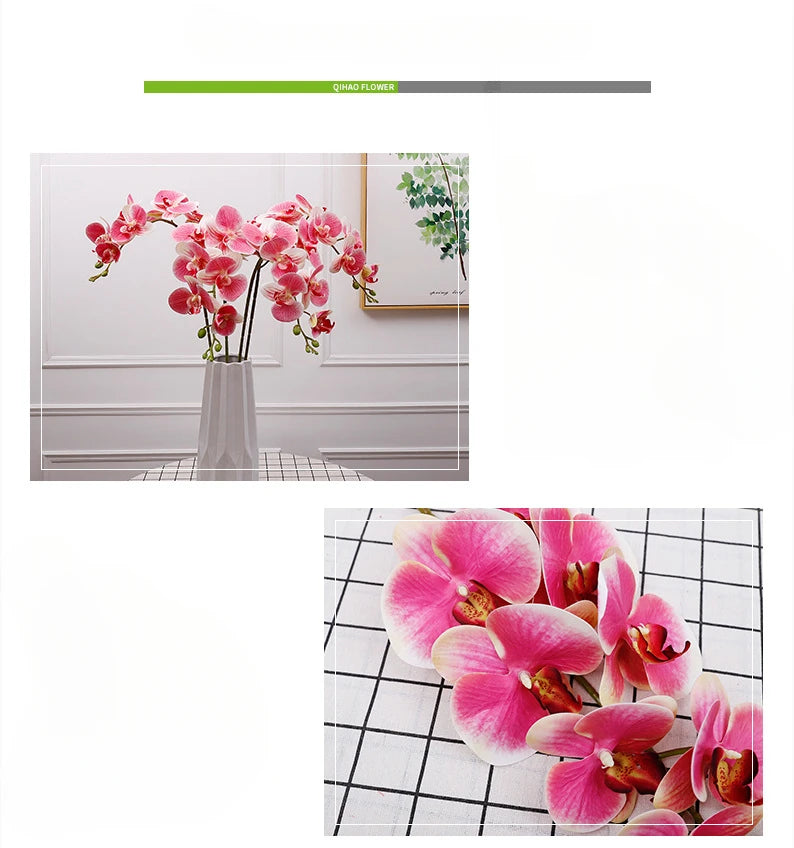 Artificial Butterfly Orchid Fake Phalaenopsis Flowers Artificial Orchid Stem Plants for Wedding Home Decoration