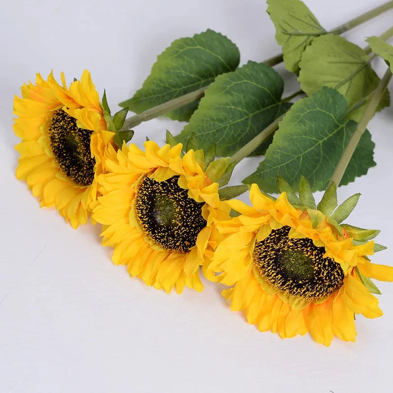 Artificial Sunflowers 18'' Long Fake Sunflowers Faux Silk Flower for Home Office Shop Fall Decorations