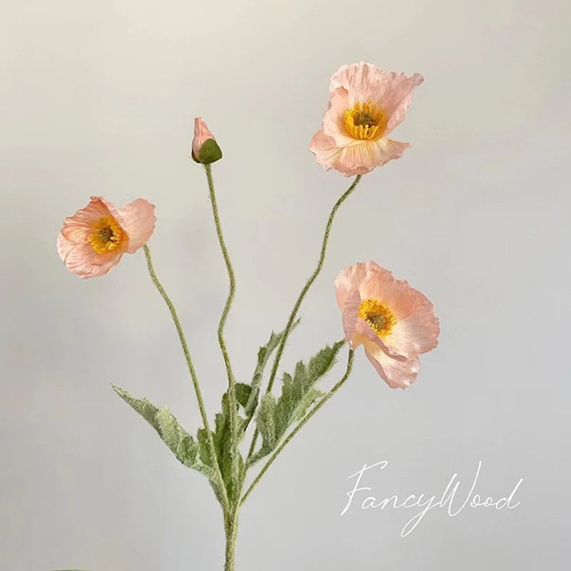 Artificial Silk Flowers Simulation Poppies Wedding Decoration Long Fake Poppy Branch Home Table Decor Ornaments Wedding Flowers