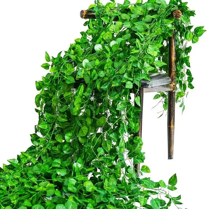 24M Artificial Plants False Leaves Home Decor Fake Foliage Vine Home Garden Decoration Wedding Party Wall Hanging Decorations