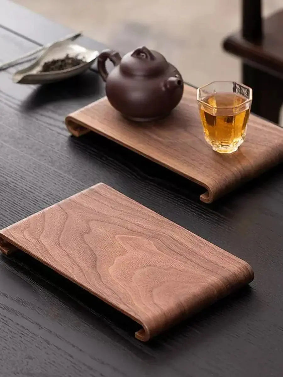 Walnut Dry Foam Table Tea Tray New Chinese Household Decorative Plate Small Solid Wood Dry Foam Tea Tray Simple Wooden Plate New