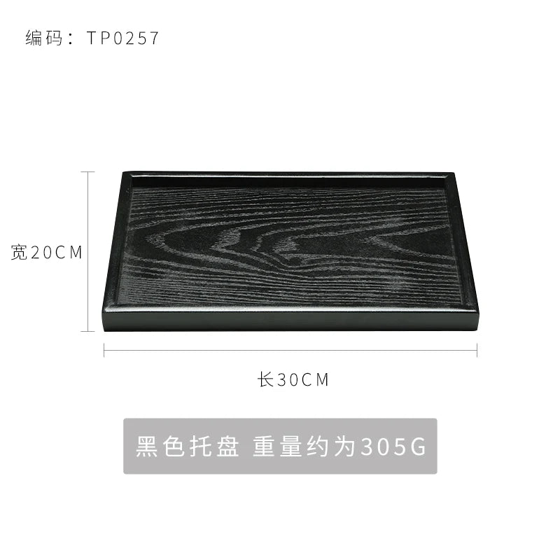 Black Wooden Tray Rectangular Solid Wood Flat Tray Restaurant Dessert Coffee Tray Household Tea Tray Trays Decorative