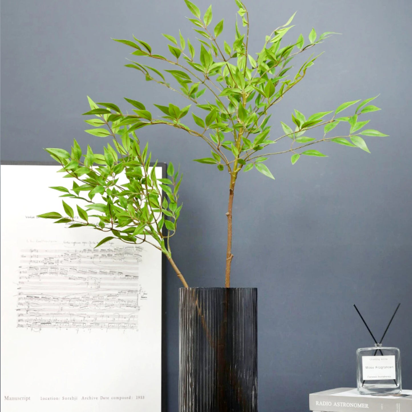 76-135cm  Artificial Plants Fake Bamboo Tree Branch Plastic Nandina Leaves Tall Green Landscape For Home Garden Decor