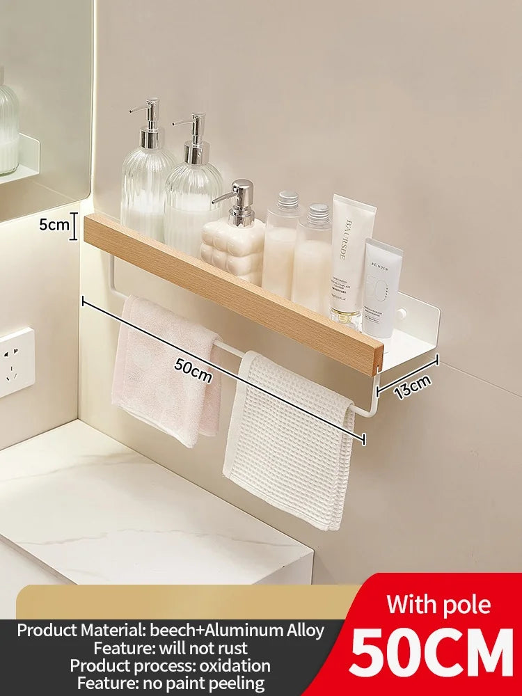 Wooden living room bathroom shelf wall mounted bathroom toilet sink shelf wall storage rack Kitchen shelf storage