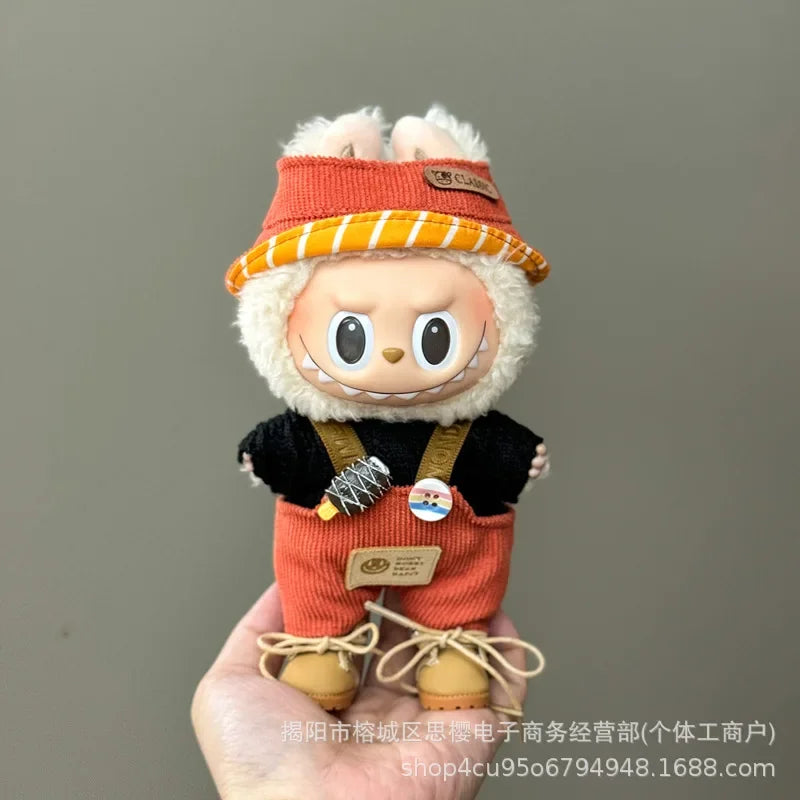 Labubu high imitation big baby clothes 17cm vinyl doll pendant plush toy clothes suit skirt