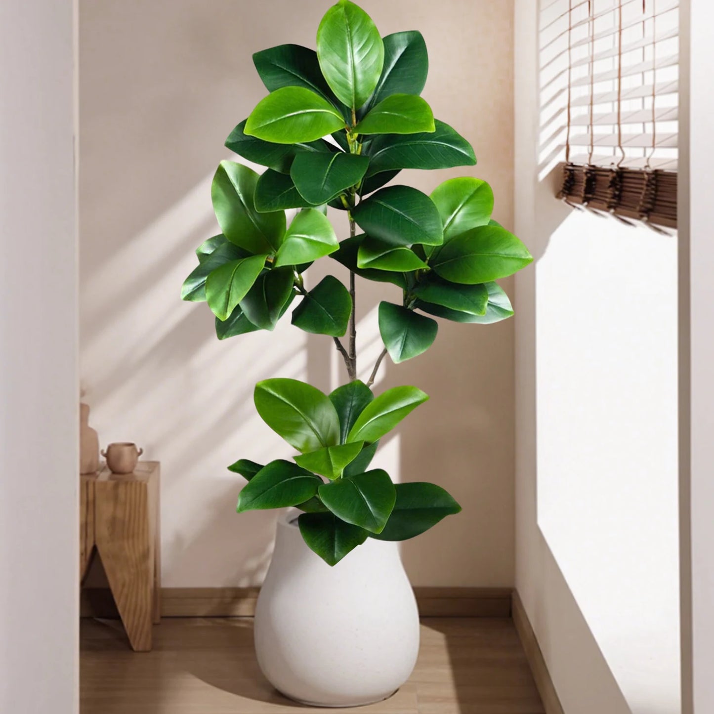76-135cm  Artificial Plants Fake Bamboo Tree Branch Plastic Nandina Leaves Tall Green Landscape For Home Garden Decor