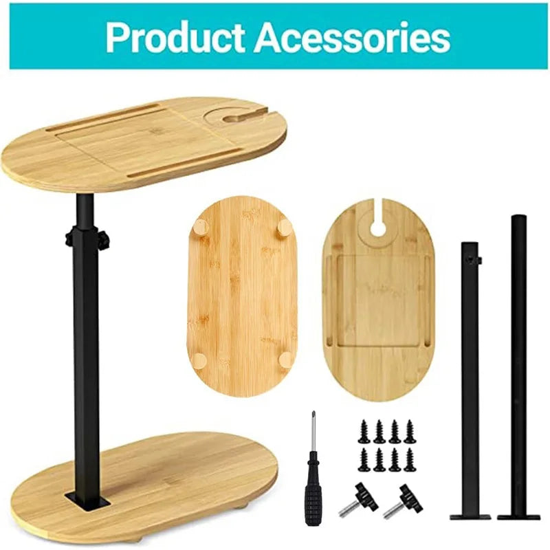 Wooden Bathtub Side Tray,Bamboo Bathtub Tray Table,Height Adjustable Freestanding Bath Caddy Tray Bathtub Side Table Home Spa