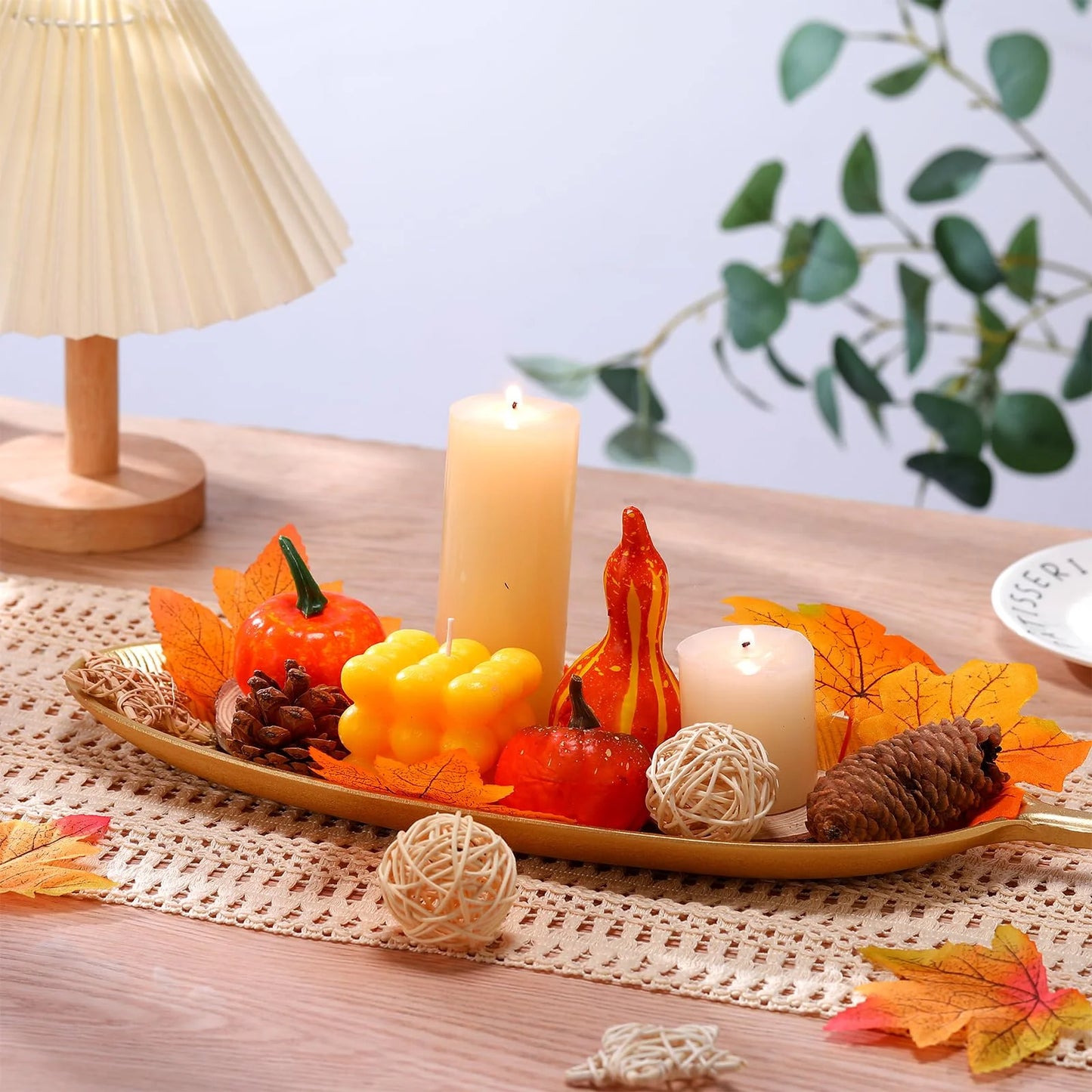 Nordic Wooden Tray Gold Leaf Shape Serving Tray Jewelry Pallet Fruit Snack Candy Dish Table Decoration Storage Organizer
