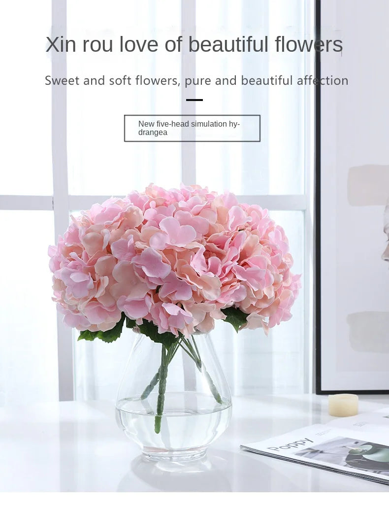 Simulation Mallorca Artificial Flower Big 5 Hydrangea Silk Cloth Home Living Room Table Decoration Wedding Fake Flower Blue
