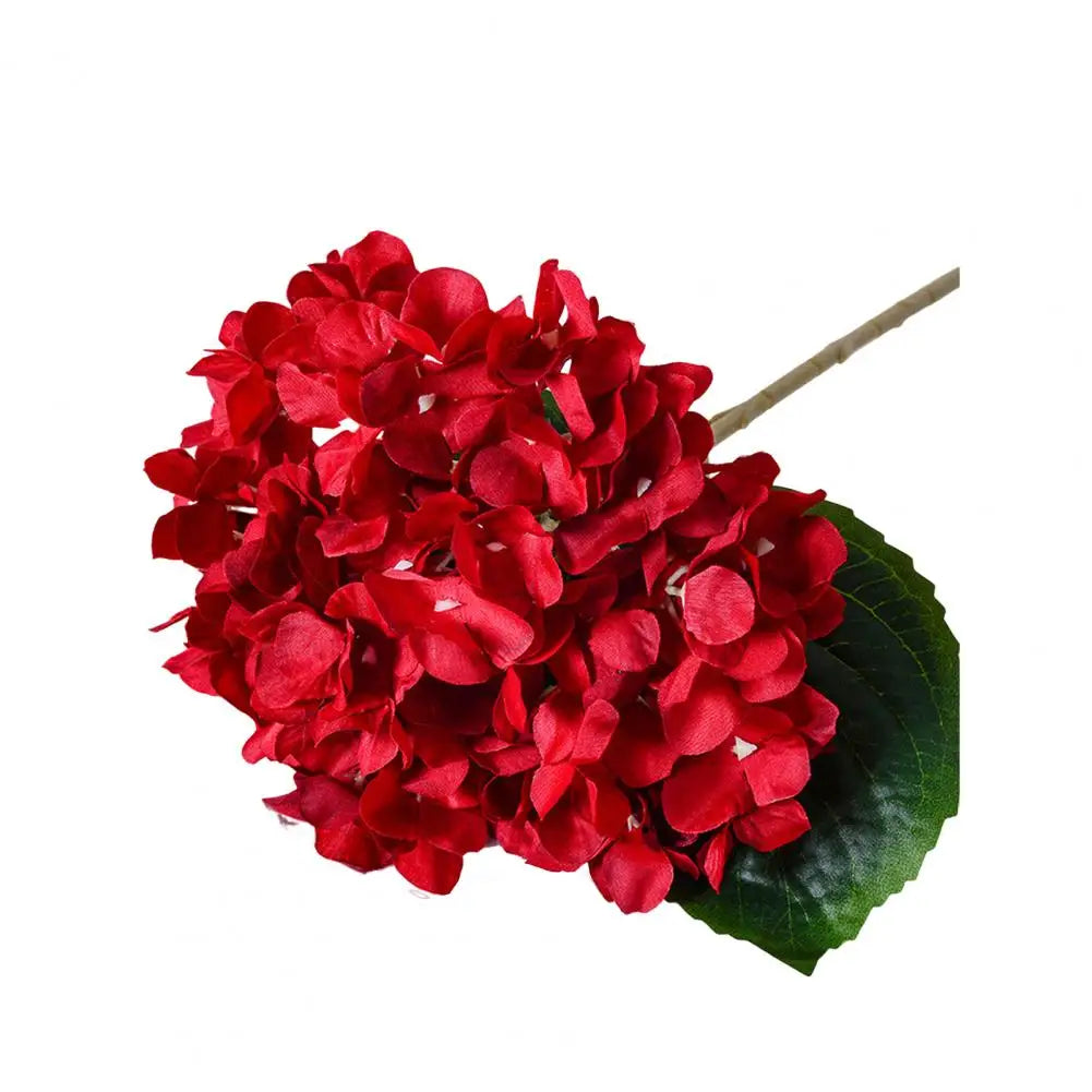 Realistic Fake Flowers Elegant Artificial Hydrangea with Green Leaves Stem for Wedding Home Decor Realistic Fake for Office