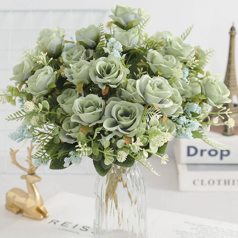 Artificial Rose Flowers Bouquet Silk Fake Flowers for Home Room Decor Garden Wedding Decoration Party Table Center DIY Ornaments
