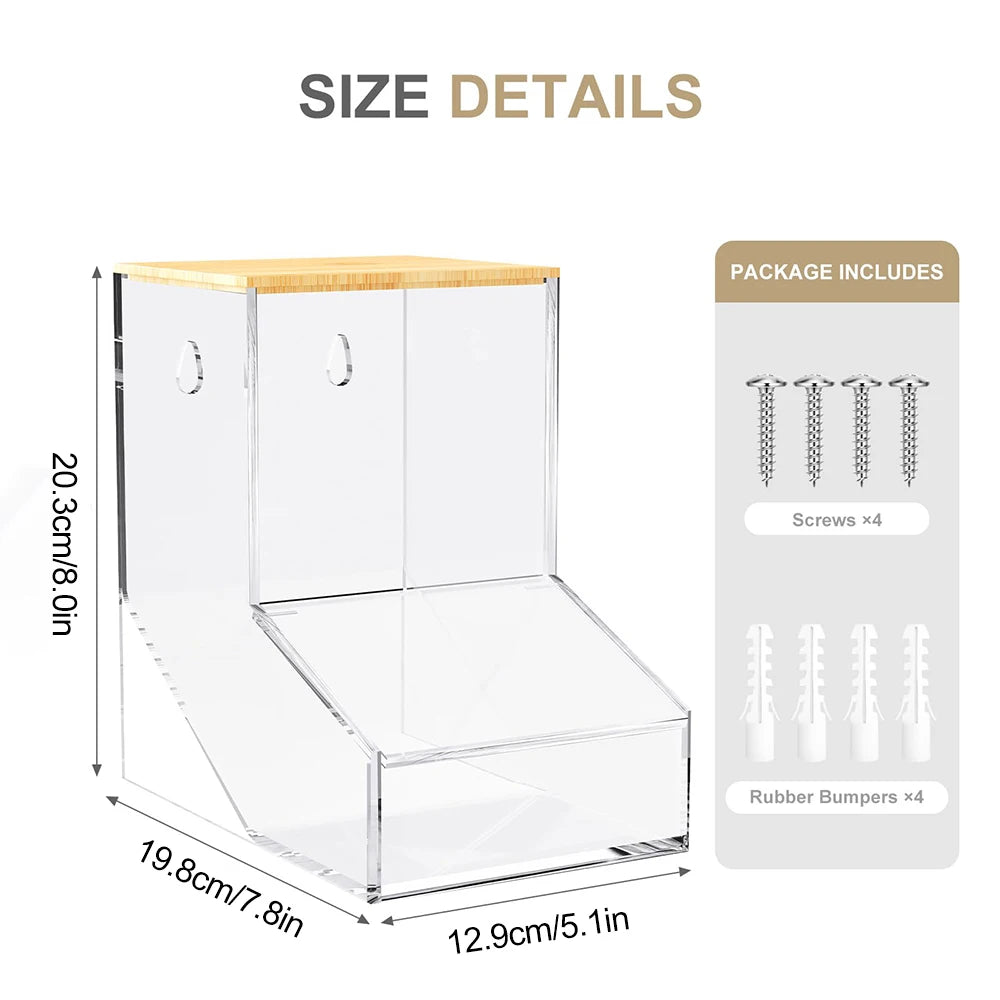 Washing Capsule Container Acrylic Storage Box With Bamboo Lid Wall Mounted Laundry Pods Organizer Clear Capsule Storage Box