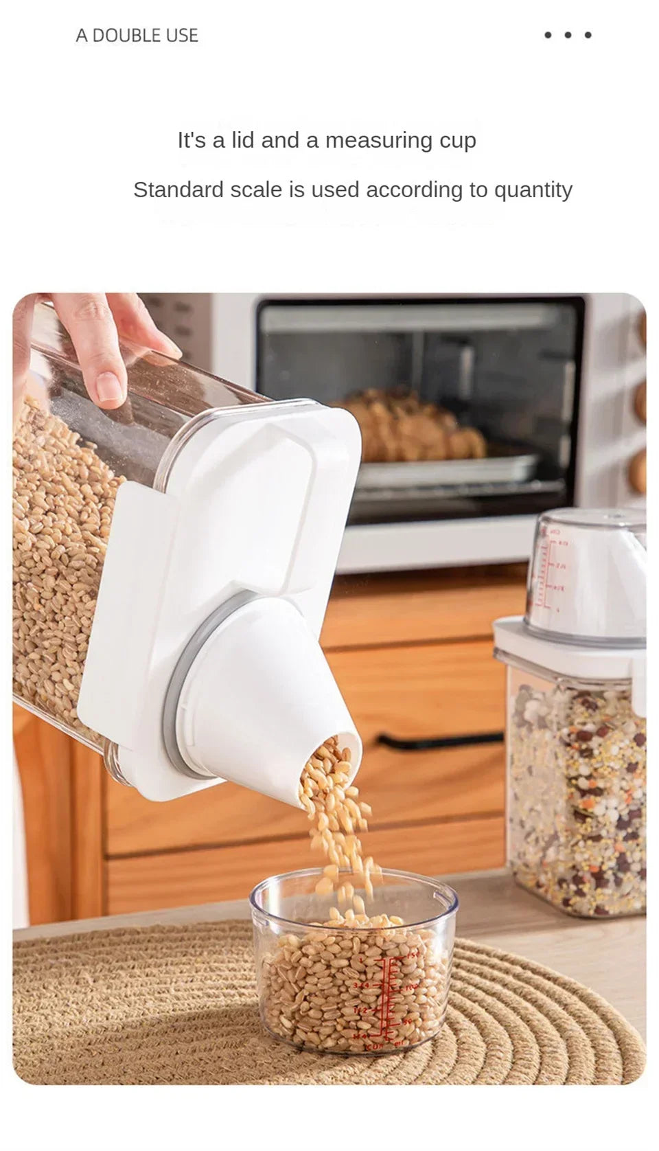 Food Storage Containers  with Measuring Cup Moisture-proof Powder Cereal Storage Tank Detergent Plastic Airtight Kitchen Items