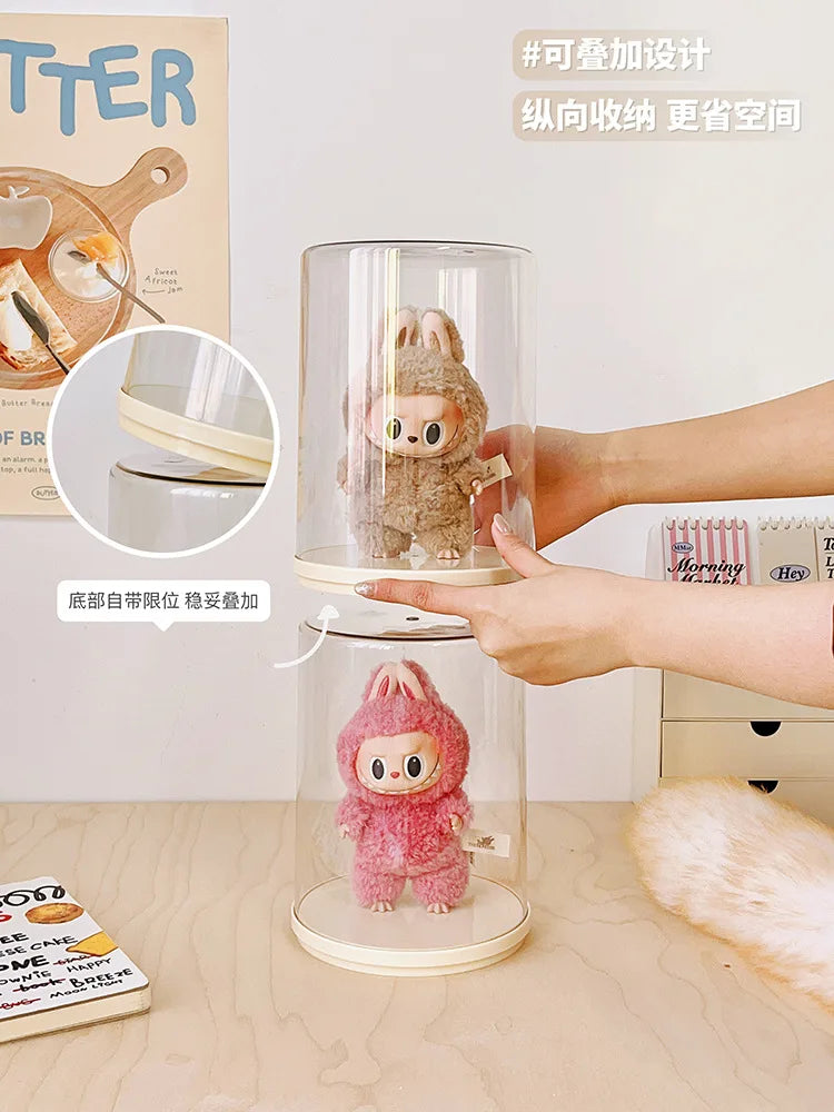 Labubu Pendant Display Box Rotating Transparent Labubu Doll  Storage Blind Box Storage Display Dustproof And Moisture-Proof