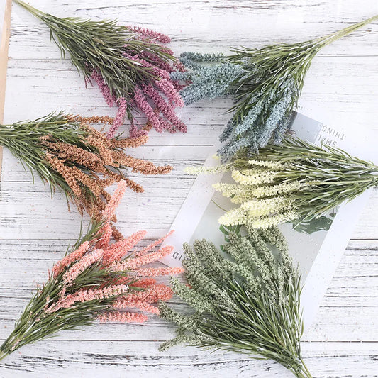Foam Artificial Flowers Lavender Bouquet Christmas Wedding Home Decoration Indoor Outdoor Home Office Table Arrange Fake Plants