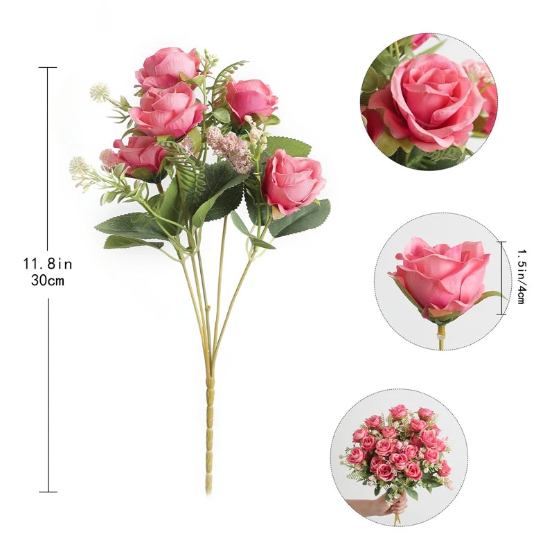 Artificial Rose Flowers Bouquet Silk Fake Flowers for Home Room Decor Garden Wedding Decoration Party Table Center DIY Ornaments