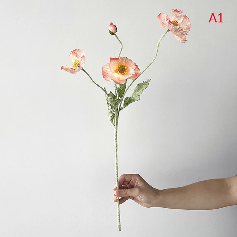 High Quality Beautiful Artificial Poppy Silk Flowers Fake Flower for Home Wedding Salon Party Luxury Decoration