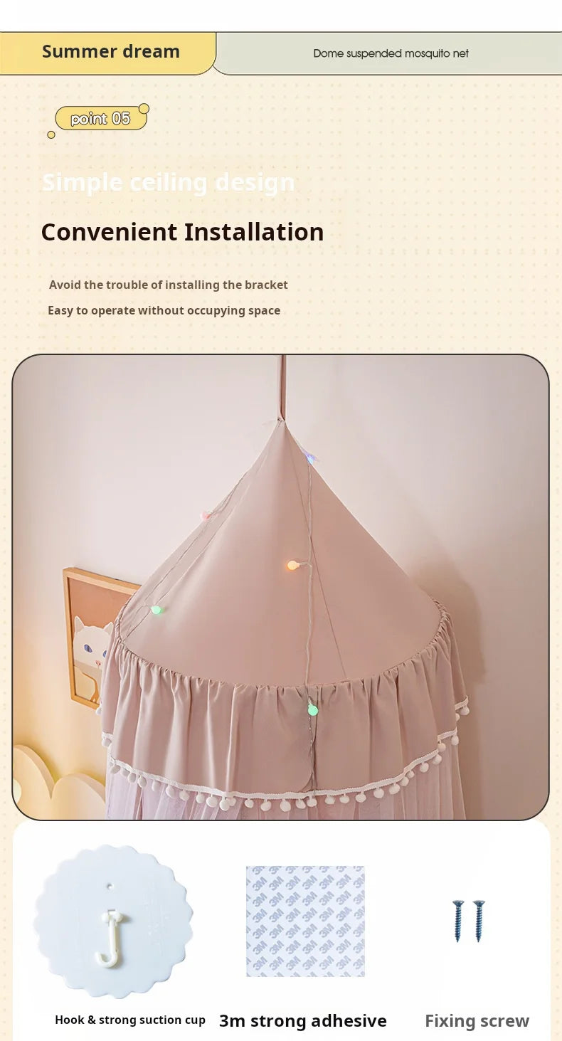 Dome bed curtain children's indoor light-proof bed curtain windproof bedside ceiling blackout double-layer mosquito net curtain