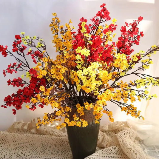 White Artificial Flowers Cherry Blossoms Gypsophila Fake Plants DIY Wedding Bouquet Vases for Home Decor Faux Festival Branch