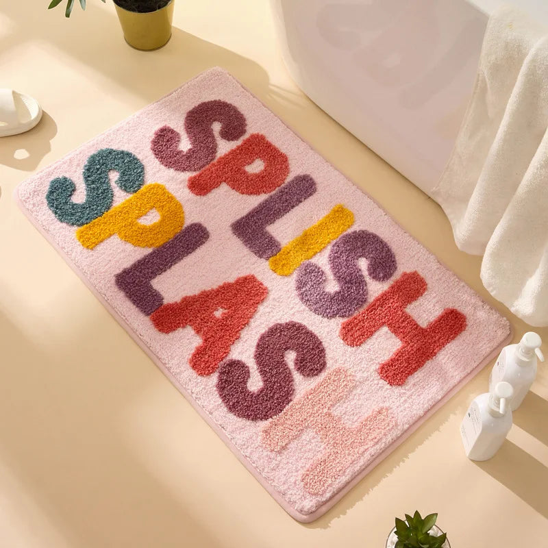 Inyahome Get Naked Bath Mat Bathroom Rugs for Bathtub Mat Cute Bath Rugs for Apartment Decor Tufted Gray and White Shower Mat
