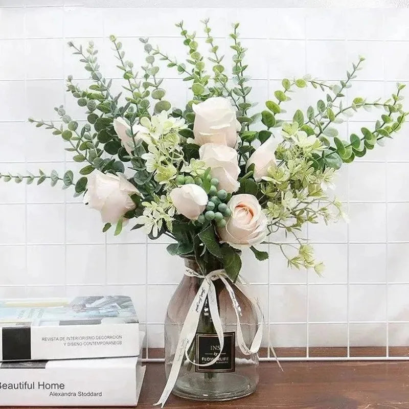 10/36PCS Artificial Eucalyptus Stems Green Leaves Eucalyptus Branches Flower Bouquet Wedding Christmas Decoration Fake Plant