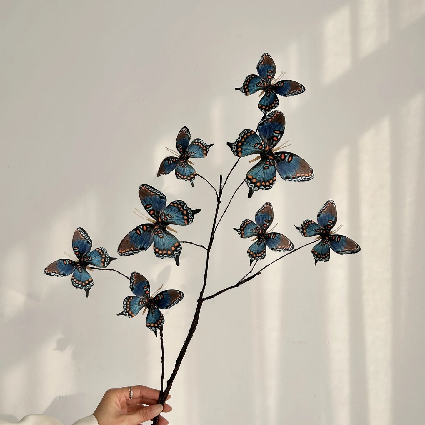 27.6 Inch Artificial Butterfly Flowers with Dried Branches Faux Floral Arrangement for Home Decor Window Display Wedding