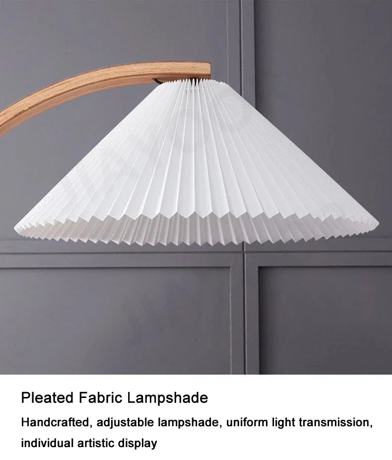 Room Decoration Floor Lamp Atmosphere Living Room High-End Feeling Bedroom Study Pleated Solid Wood Antique Standing Table Lamp