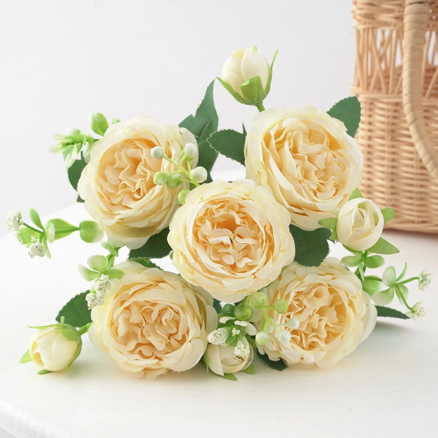 1pc Artificial Flower for Decoration Fake Flowers Silk Peony Faux Bouquet Plastic Arrangements for Home Bridal Wedding Party