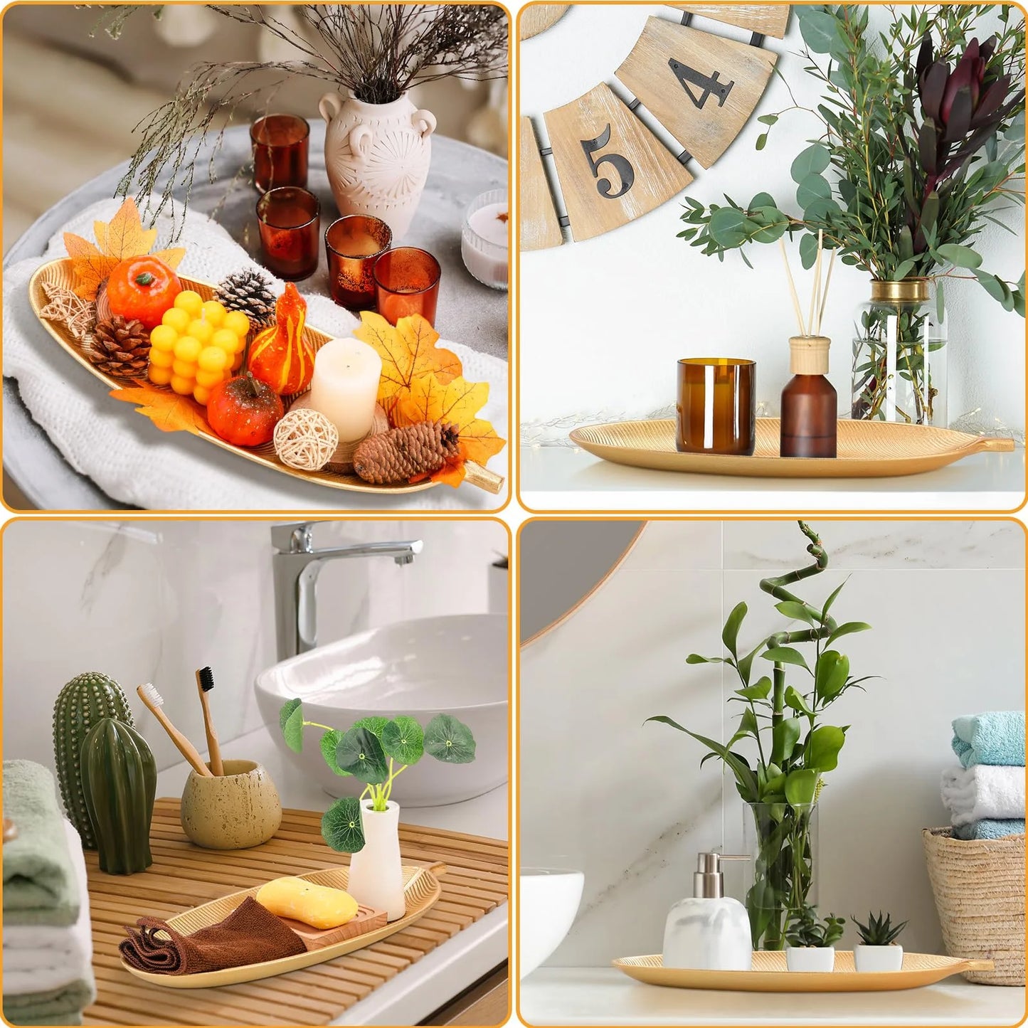 Nordic Wooden Tray Gold Leaf Shape Serving Tray Jewelry Pallet Fruit Snack Candy Dish Table Decoration Storage Organizer
