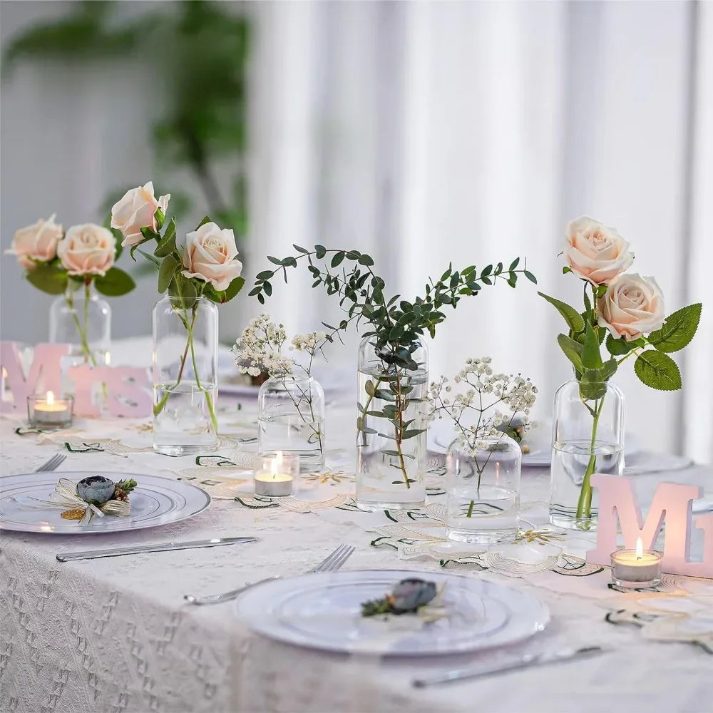 3Pcs/set Glass Bud Vases Clear Flower Vase for Centerpieces, Small Flowers Vases, Bathroom Decor for Home Wedding