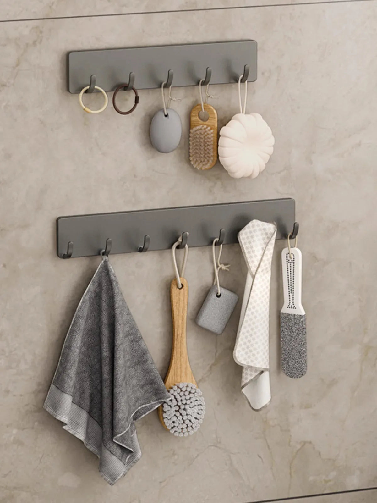 Kitchen Storage Rack Wall Mounted Non Perforated Household Kitchenware Storage Hook Multi Functional Hook Behind Bathroom Door