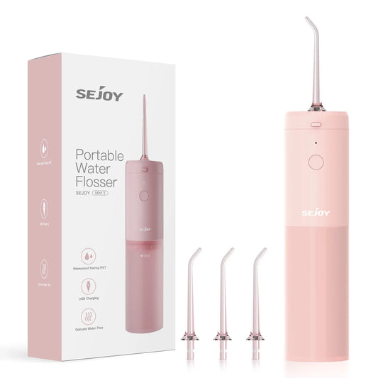 Sejoy Dental Oral Irrigator Portable Water Flosser Thread Teeth Pick Mouth Washing Machine 4 Nozzles 3 Modes USB Rechargeable