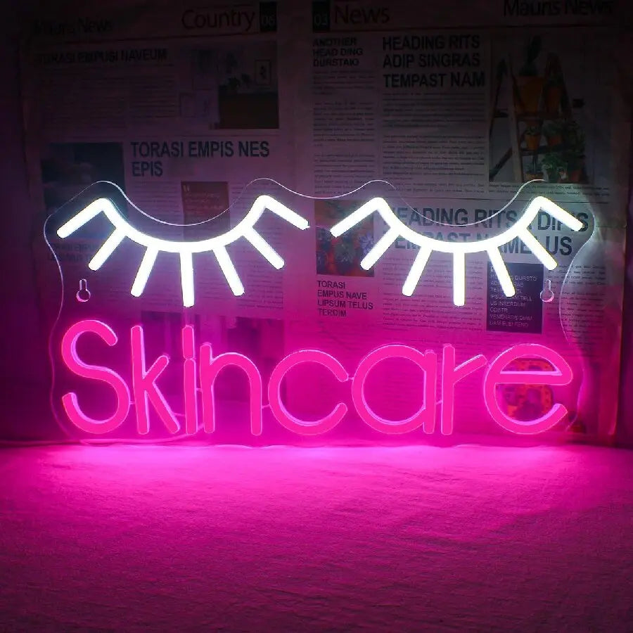 Neon Sign Eyelashes Light Pink Glow LED Sign USB Powered for Lash Room Decor Girls Make up Beauty Bar Decor Home Wall Decor