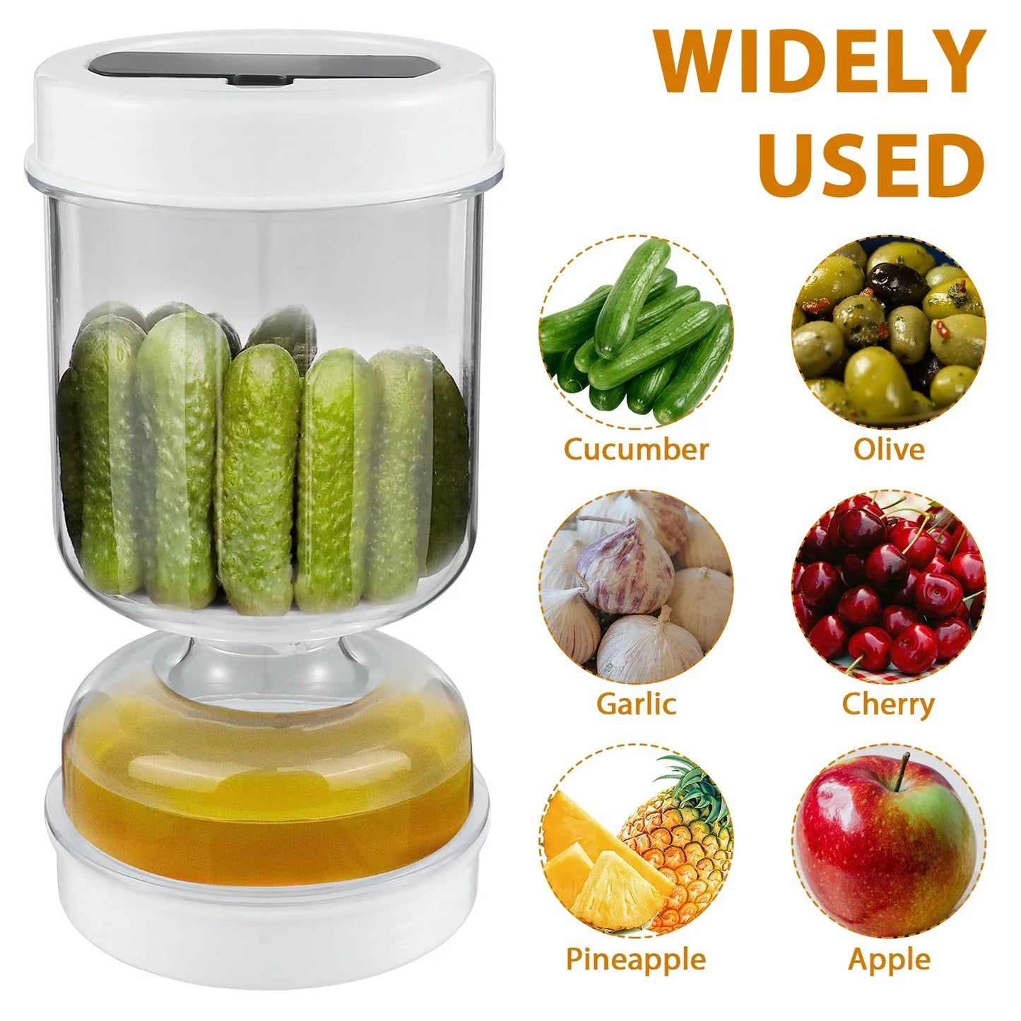 Pickle Container Wet and Dry Separation Pickle Olive Jar with Fork Leakproof Airtight Food Storage Upside Down Pickle Container