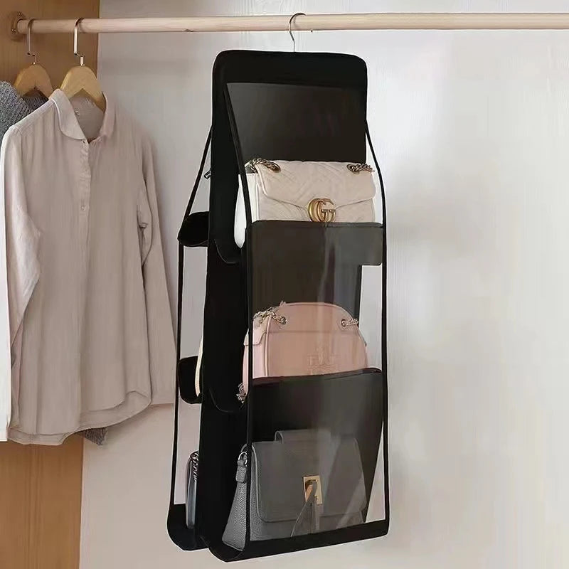 Hanging Handbag Organizer Wardrobe Closet Transparent Storage Bag Door Wall Clear Sundry Shoe Bag Hanger Pouch Accessories Stuff