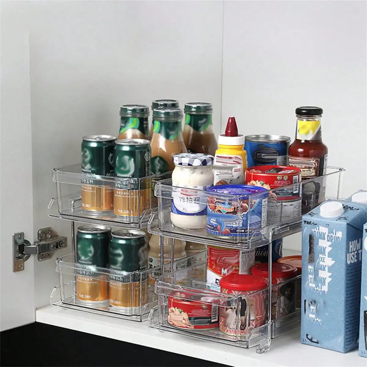 Acrylic Stackable Drawer Organizer Tray for Under Sink Office Multi-Purpose Storage Container Slide-Out Clear Container