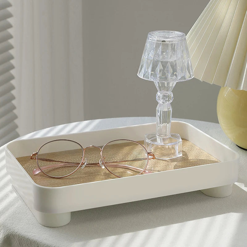 Wooden Desktop Storage Tray Perfume Aromatherapy Dressing Table Cosmetics Storage Box Multi-Function Porch Clutter Key Storage