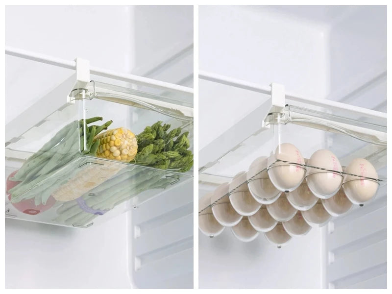 Refrigerator Drawer Style Food Storage Box, Fruit Packaging Machine, Shelf Support, Sliding Plastic Cooking Container