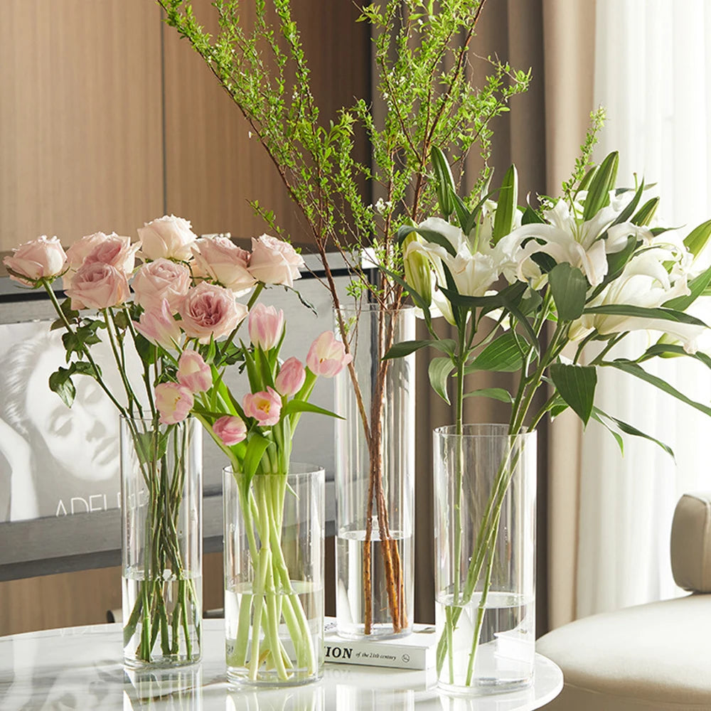 1Pcs Shatterproof Plastic Vases Tall Large Transparent Flower Vase Hydroponic Decoration Flowerpot  Acrylic Cylinder Vases