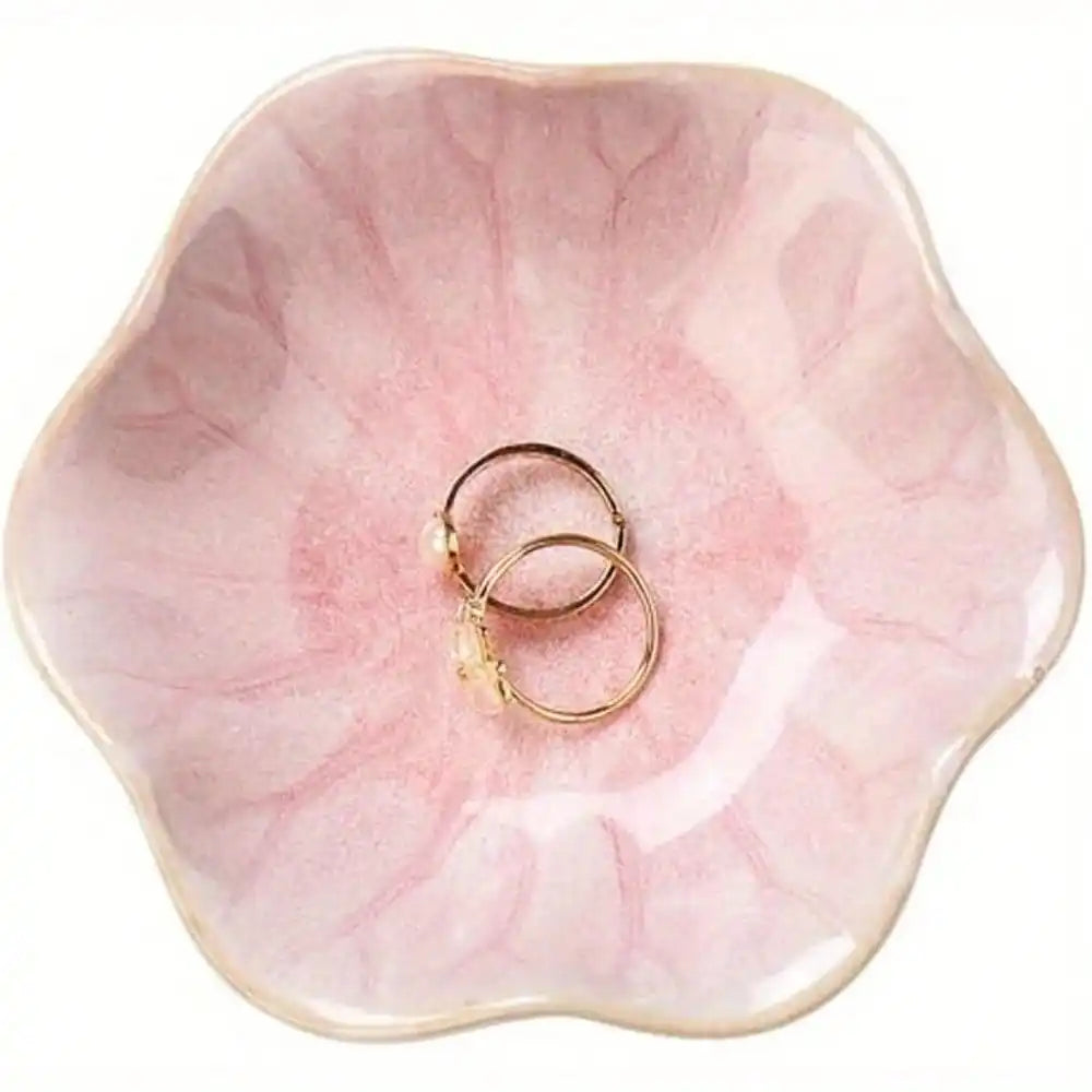 1PC Elegant Ceramic Lotus Leaf Jewelry Organizer Tray for Earrings, Rings, Gadgets, Perfect Birthday or New Year Gifts