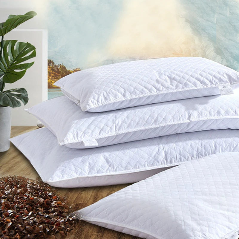 Holaroom Bedding Pillow Neck Protection Pillows Plaid Shaped Buckwheat Husk Filling Cushion for Home Sofa Office Nap Sleeping