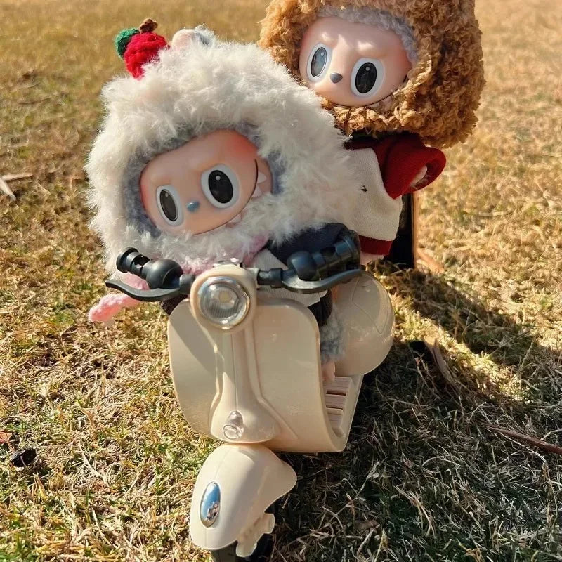 Labubu Doll Mini Electric Motorcycle Fun Cute Doll Toys With Lights and Music DIY Kid Christmas Gift labubu Doll Accessories,